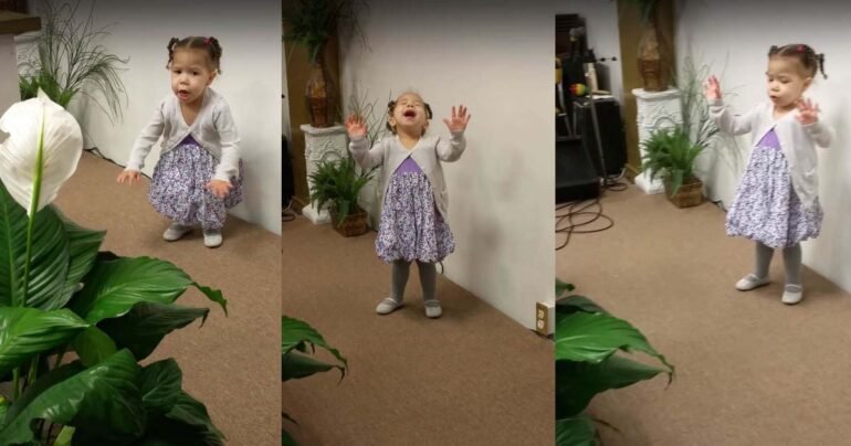 little girl worshipping jesus