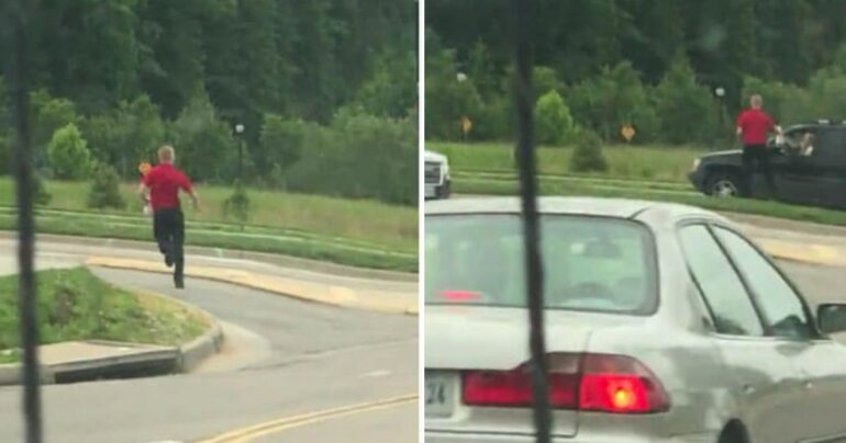 chick fil a employee running after car