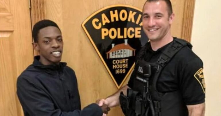 police officer helps attend job interview