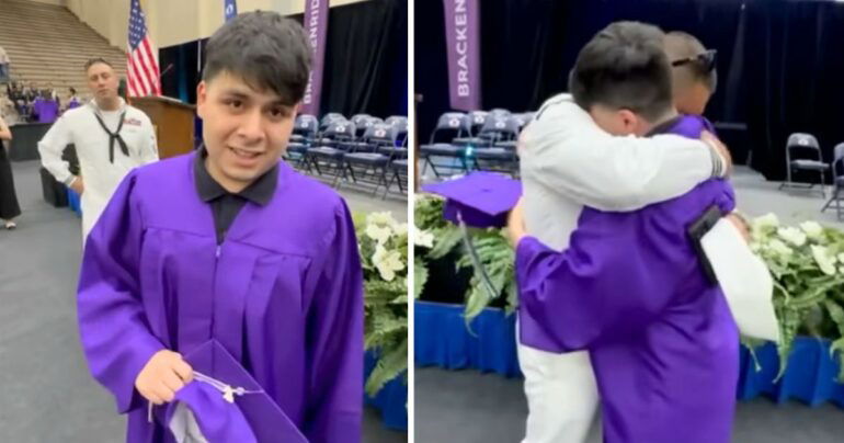 military dad surprises son at graduation