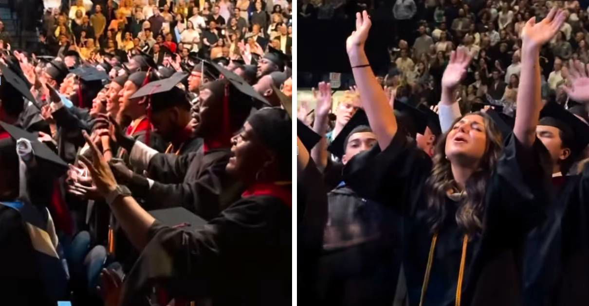 graduates singing the goodness of god