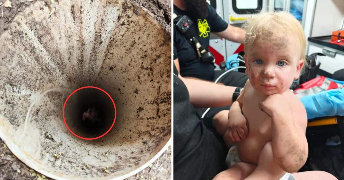 baby fell in pipe rescued