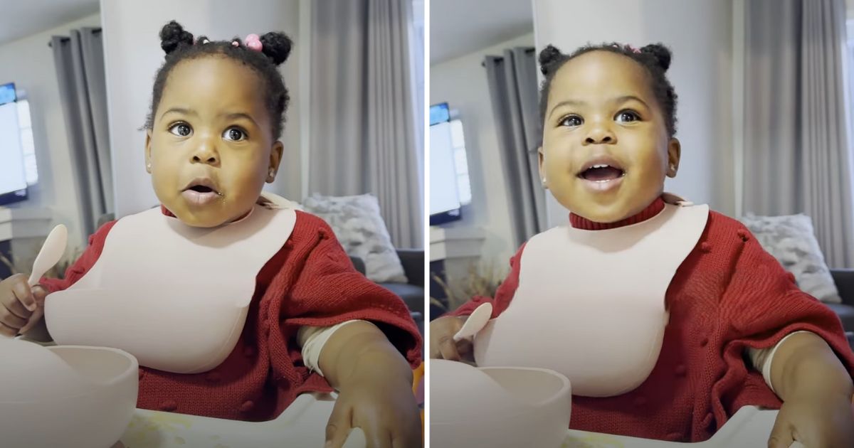 1 year old talking with mom