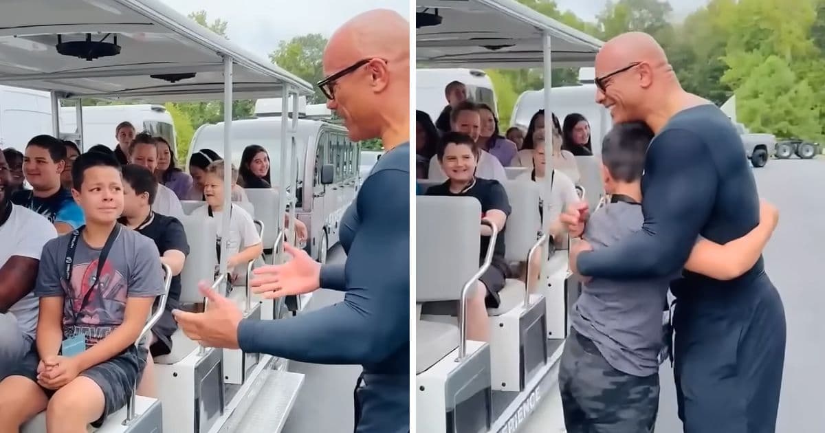 dwayne johnson meeting little boy