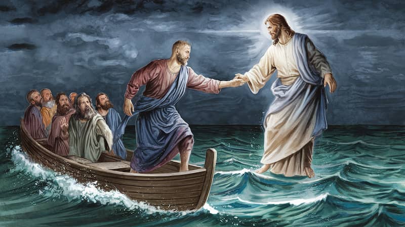 peter walking on water bible story