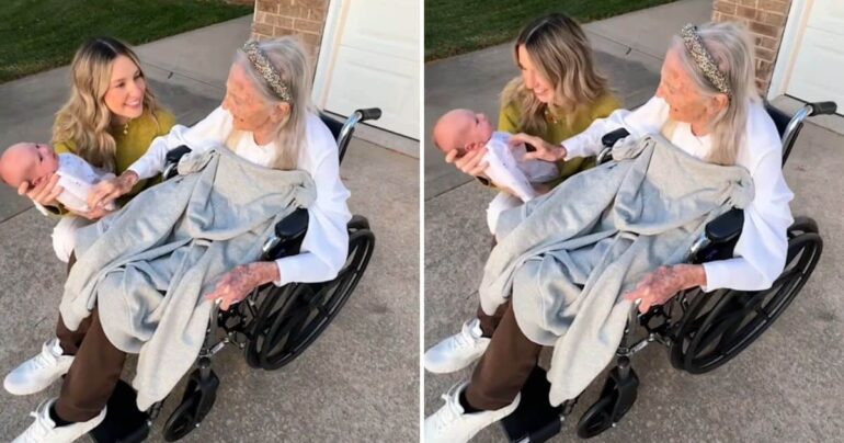 grandmother meets grandchild