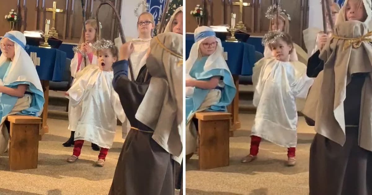 little girl dancing in nativity play