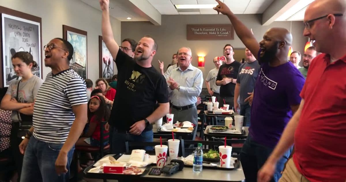 gospel flash mob chick fil a