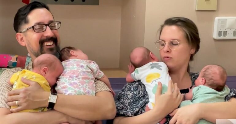 identical quadruplets rare pregnancy