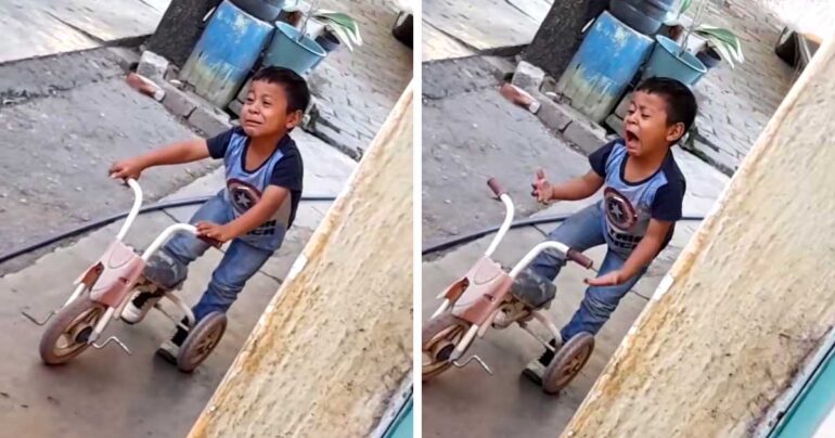 young boy caught singing