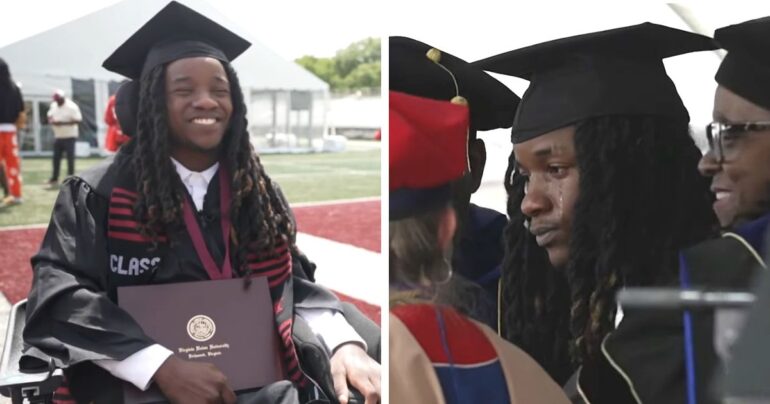 paralyzed man walks across graduation jaiden picot