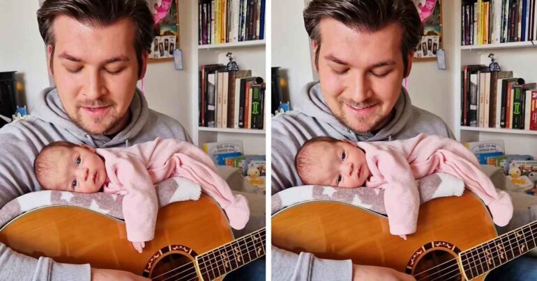 dad singing to baby on guitar jakub machulda