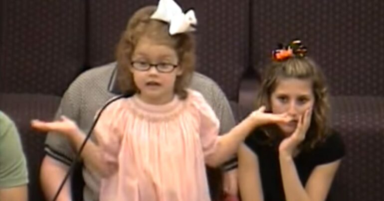 little girl telling story of jonah