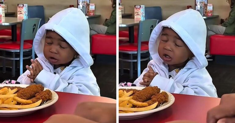 toddler praying before meal