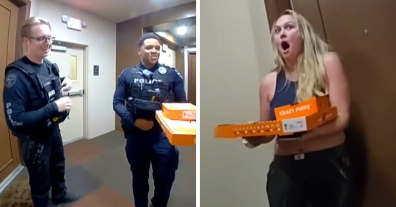 cops deliver pizza