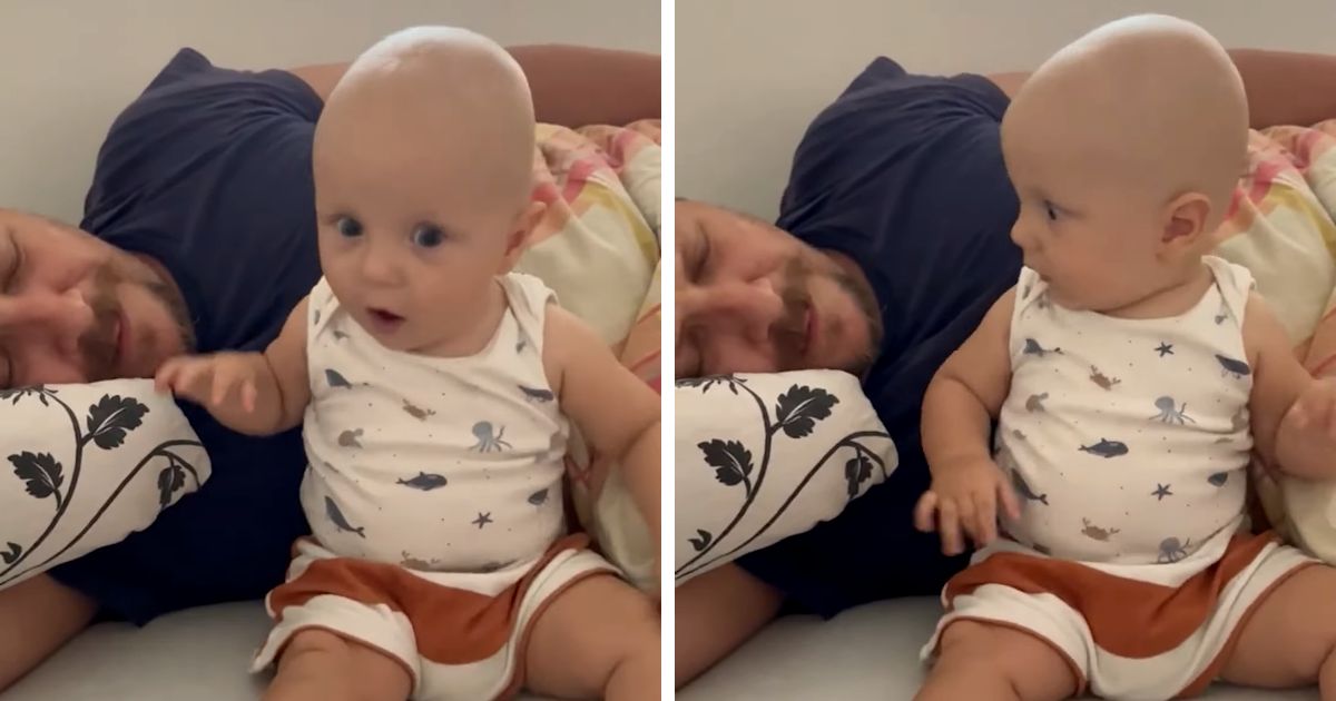 dad snoring baby reaction
